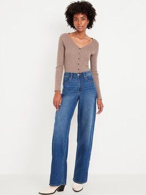 Old Navy High-Rise Wow Wide-Leg Jeans - Medium Wash 732609 - Size 4 - NWT